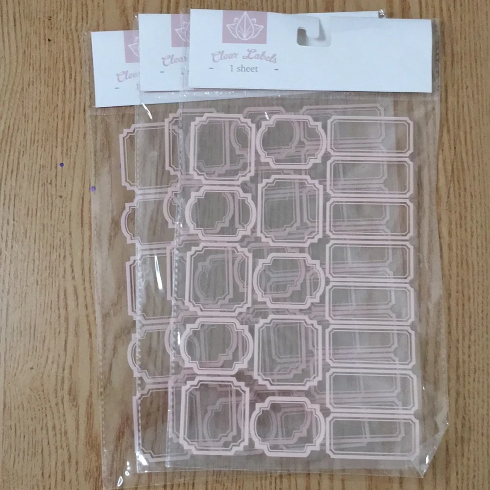 New Bundle Of 3 Clear Light Pink Labels 18 Stickers per Sheet